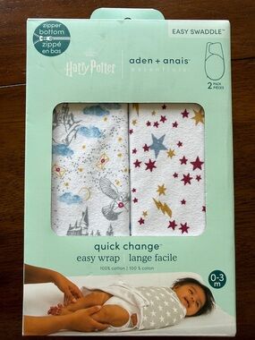 Aden + Anais - Harry Potter - Easy Swaddle Blankets - 0-3M - New in Box - 2Pack